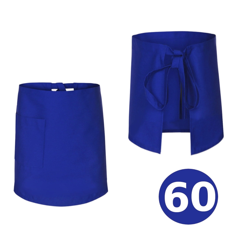 Dolga barmańska predpasnik v modri barvi 60 cm