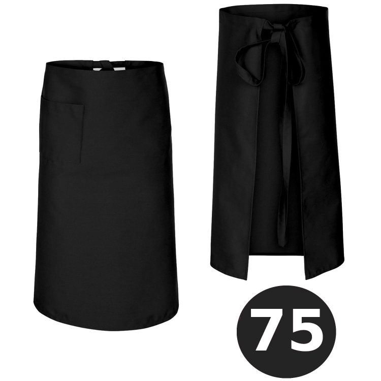 Črna barmanska predpasnik, dolžina 75 cm