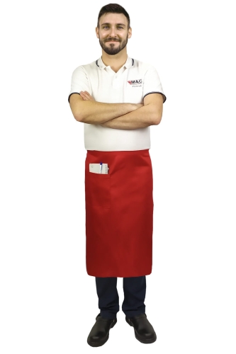Rdeča kuhinjska predpasnik dolžine 75 cm