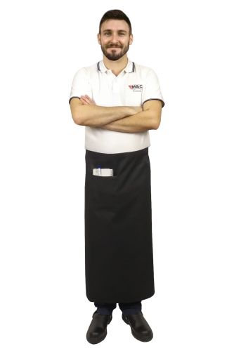 Črna natakarjeva predpasnik dolžine 90 cm