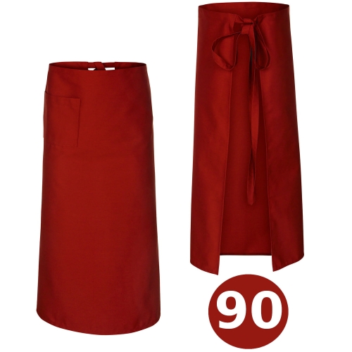 Rdeča kuhinjska predpasnik dolžine 90 cm