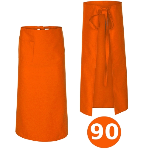 Oranžna kuhinjska delovna obleka za natakarje dolžine 90 cm