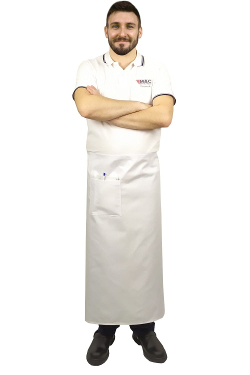 Bela kuhinjska predpasnik dolžine 90 cm