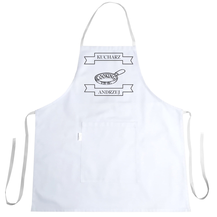 Predpasnik z natisom Cooking Time za kuhinjo