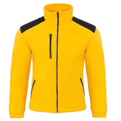 Polarni pulover z črnimi vložki v rumeni barvi