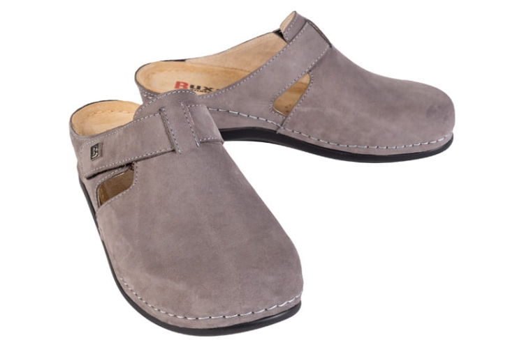 Szare anatomiczne klapki zdrowotne skórzane