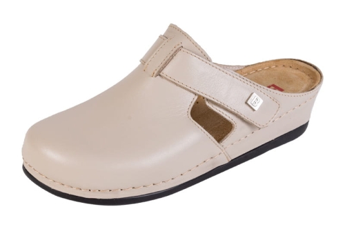 Skórzane klapki zdrowotne beżowe