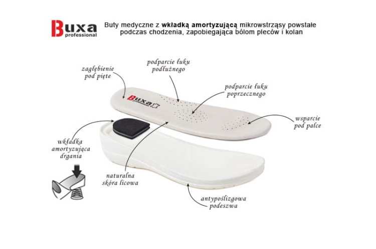 Beżowe buty medyczne premium skórzane