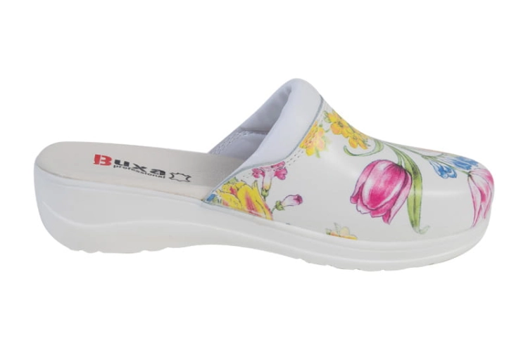 Medyczne buty skórzane w kwiaty premium