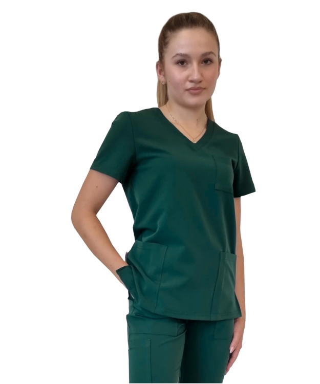 Bluza medyczna damska w kolorze zielona butelka