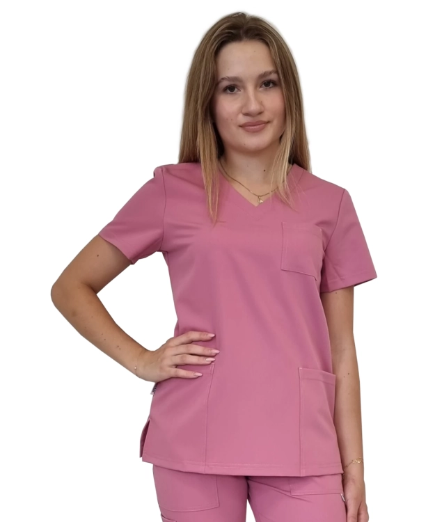 Bluza medyczna w brudnym różu casual premium