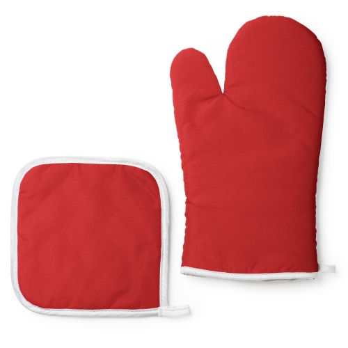 Czerwona rękawica kuchenna z łapką zestaw