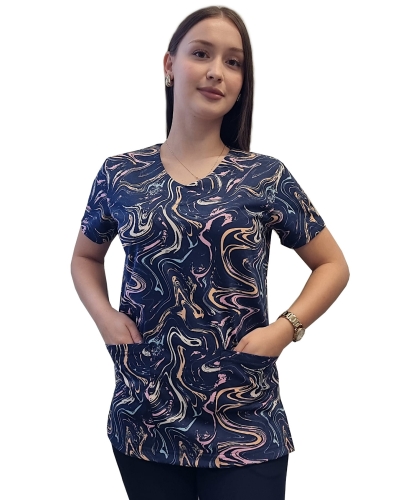 Bluza medyczna we wzorek 100% elastyczna bawełna - wzór W16