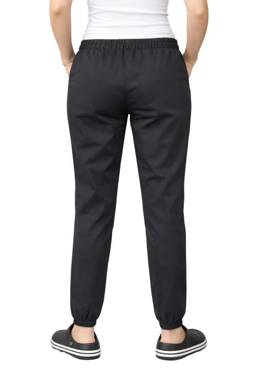 Damskie joggery medyczne czarne z gumką oraz troczkiem