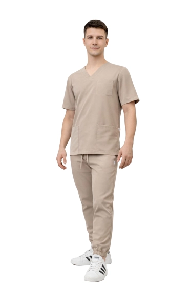 Moški medicinski komplet Stretch - bež scrubs