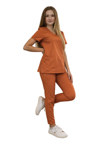 Komplet medyczny damski BASIC PREMIUM w kolorze  carmelowym