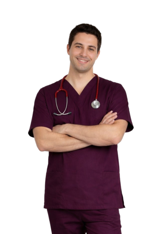 Chirurgiczna bluza medyczna męska w kolorze śliwkowym