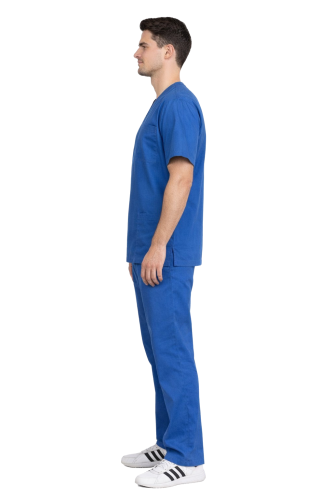 Męski komplet chirurgiczny 100% bawełna kolor chabrowy