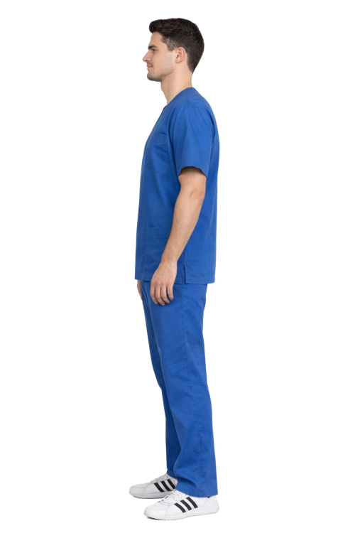 Męski komplet chirurgiczny 100% bawełna kolor chabrowy