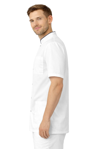 Męska bluza medyczna z krótkim rękawem i stójką