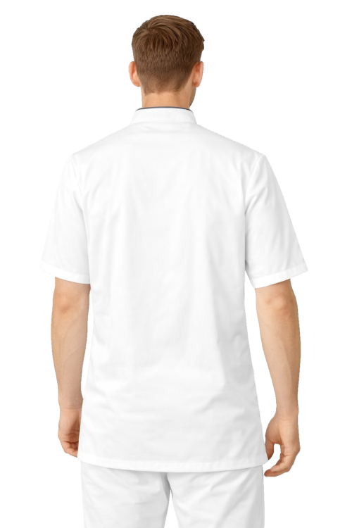 Bluza lekarska z szarą stójką i krótkim rękawem