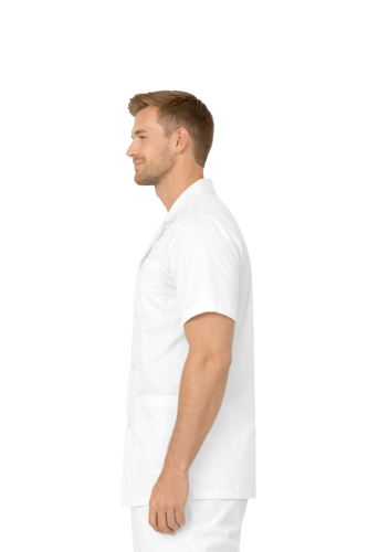 Biała bluza medyczna męska z krótkim rękawem