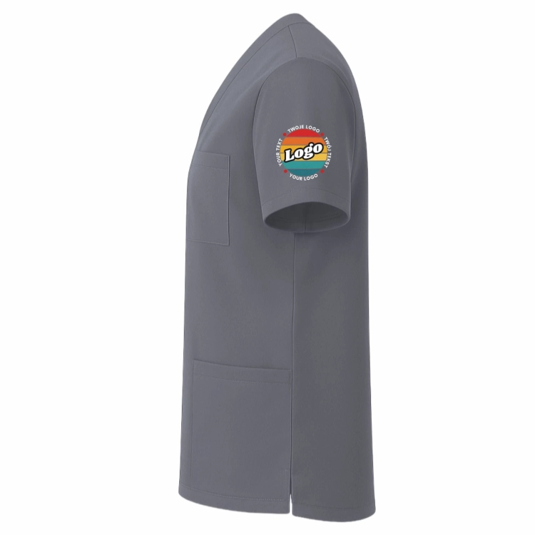 Bluza medyczna szara z własnym nadrukiem kreator online model M80 lewy bok.jpg