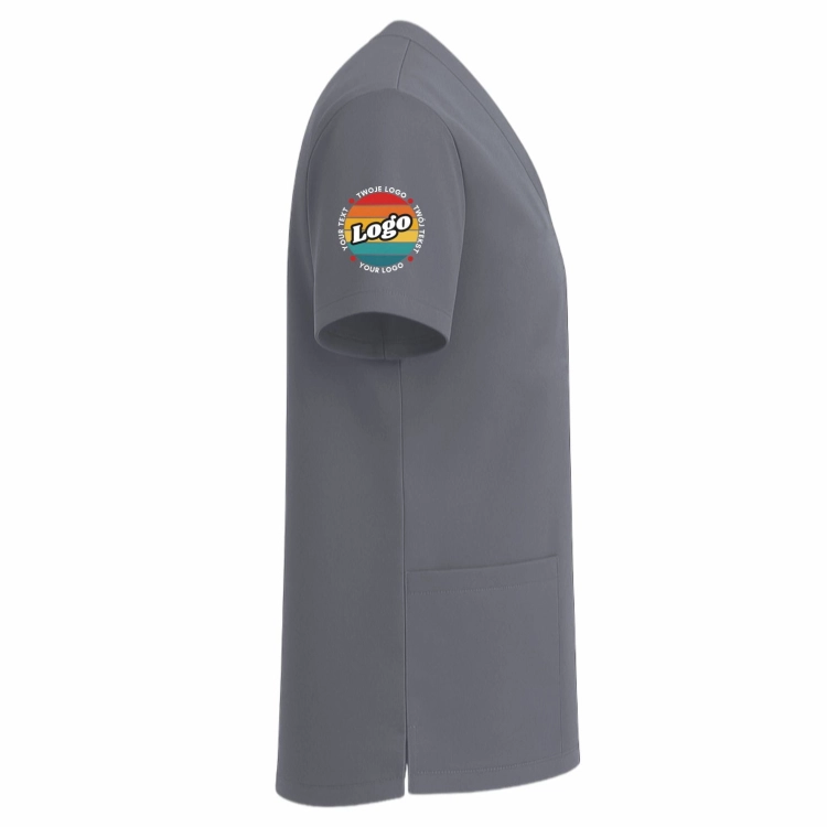 Bluza medyczna szara z własnym nadrukiem kreator online model M80 prawy bok.jpg