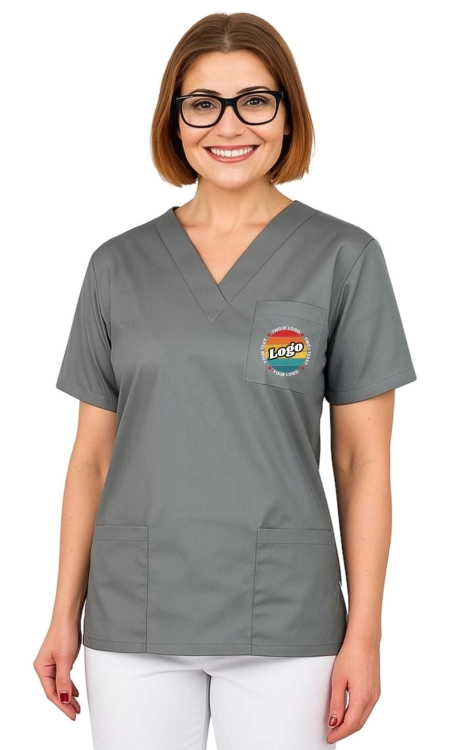 Bluza medyczna szara z własnym nadrukiem kreator online model M80 unisex.jpg