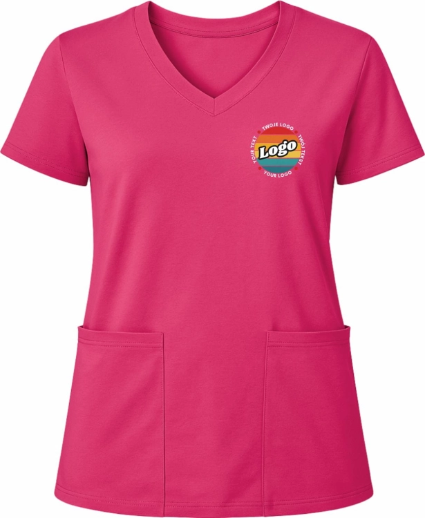 Bluza medyczna amarantowa elastyczna bawełna z Twoim nadrukiem - kreator online.jpg