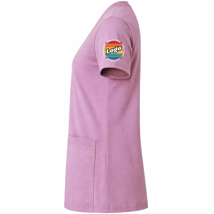 Bluza medyczna wrzosowa elastyczna bawełna z Twoim nadrukiem - kreator online lewy bok.jpg