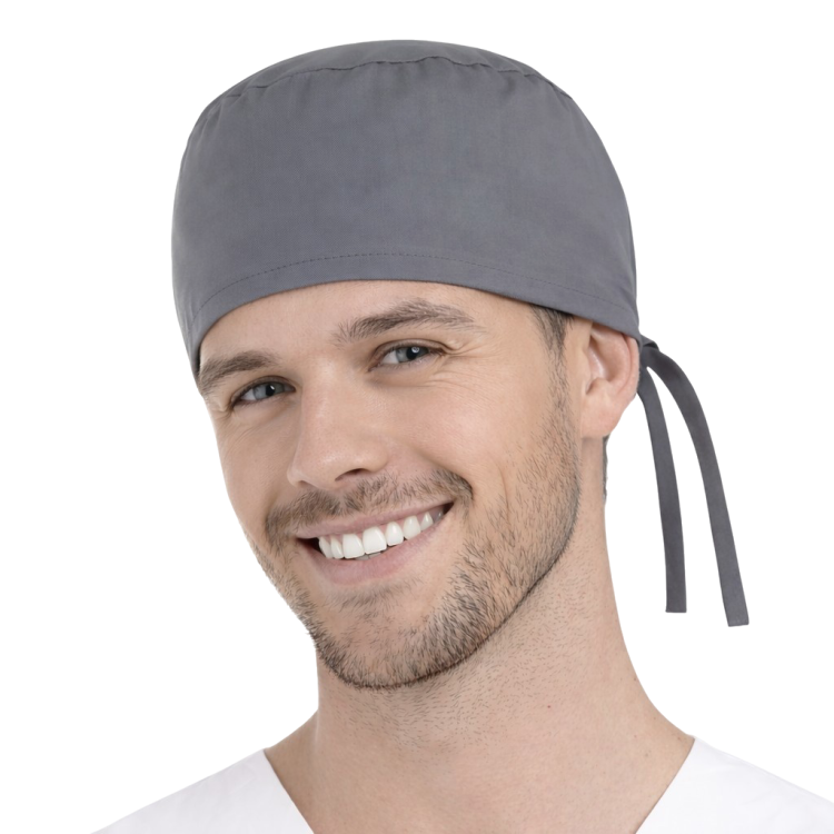 Czepek medyczny chirurgiczny wiązany unisex szary.png