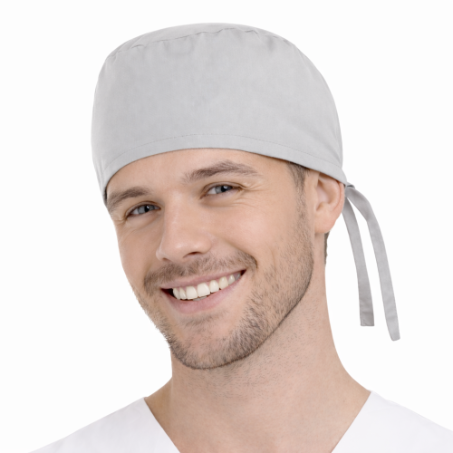 Czepek medyczny chirurgiczny wiązany unisex jasny szary.png