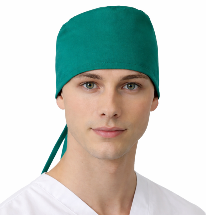 Czepek medyczny zielony 100% bawełna unisex przód.png