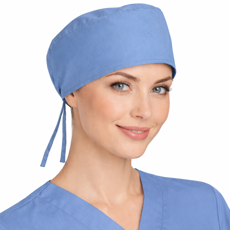 Czepek medyczny chirurgiczny wiązany na gumkach unisex niebieski.png