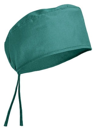 Czepek medyczny chirurgiczny wiązany na gumkach unisex zielony bokiem.jpg