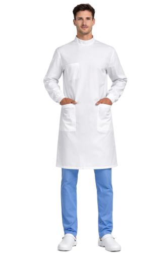 Biały fartuch uniwersalny z kieszeniami