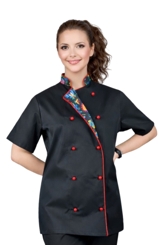 Bluza kucharska damska czarna  krótki rękaw MASTER CHEF