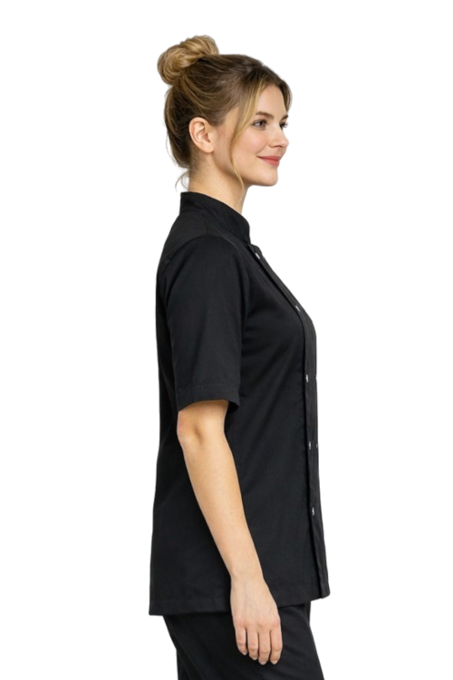 Bluza kucharska elastyczna damska czarna zapinana na napy