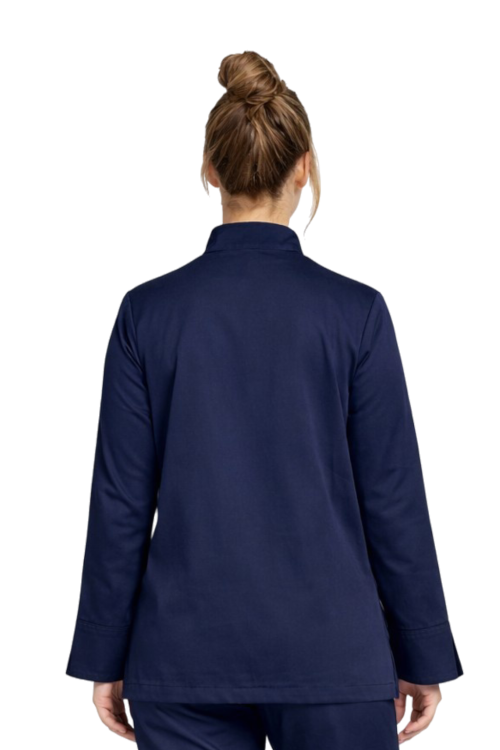 Bluza gastronomiczna damska elastyczna kolor granatowy zapinana na napy