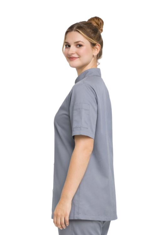 Bluza kucharska damska szara elastyczna zpinana na napy