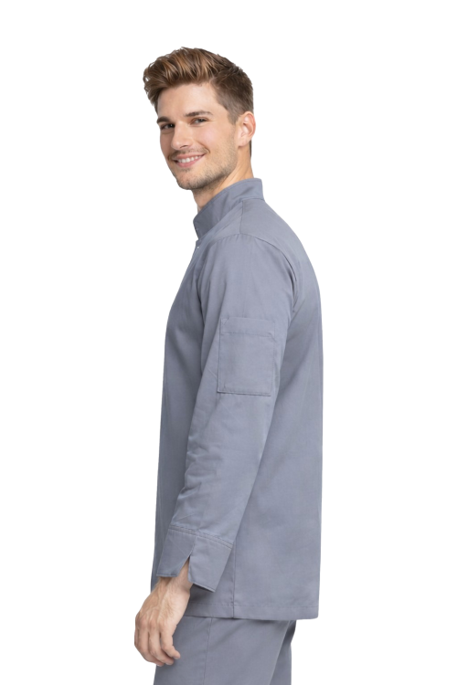 Szara bluza  gastronomiczna męska elastyczna ,zpinana na napy