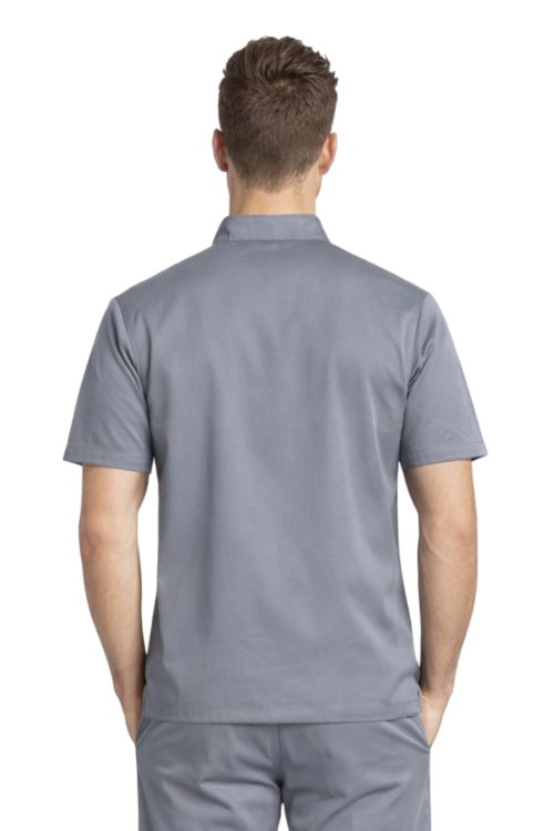 Szara bluza kucharska na napy krótki rękaw