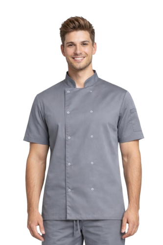 Bluza kucharska szara na napy krótki rękaw