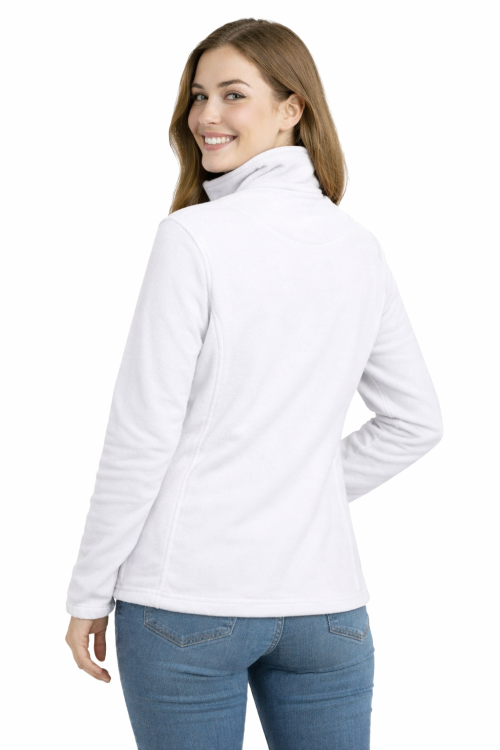 Bluza polarowa damska polar zapinany na zamek biały widok z tyłu.png