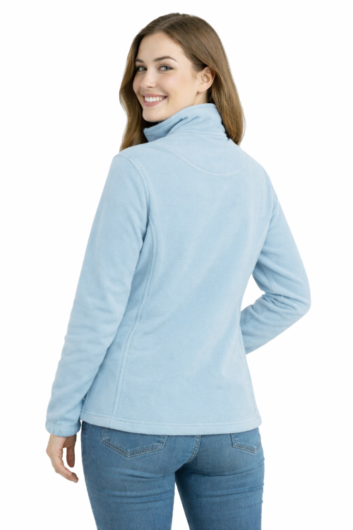 Bluza polarowa damska polar zapinany na zamek jasny niebieski widok z tyłu.png