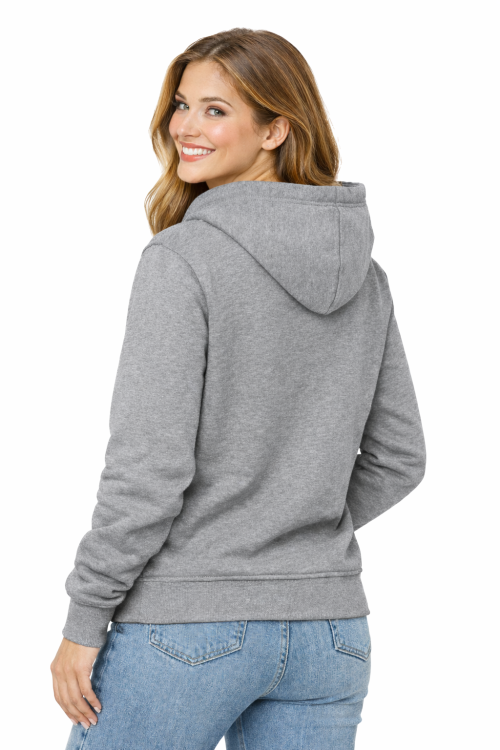 Bluza damska z kapturem kieszeniami szara widok z tyłu.png