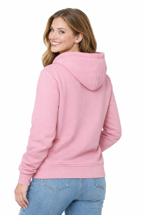 Bluza damska z kapturem kieszeniami różowa widok z tyłu.png