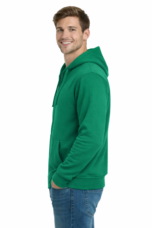 Bluza-męska-zapinana-na-zamek-z-kapturem-kieszeniami-seledynowa-widok-z-boku.png