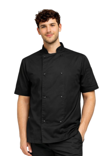 Kitel gastronomiczny męski czarny z krótkim rękawem